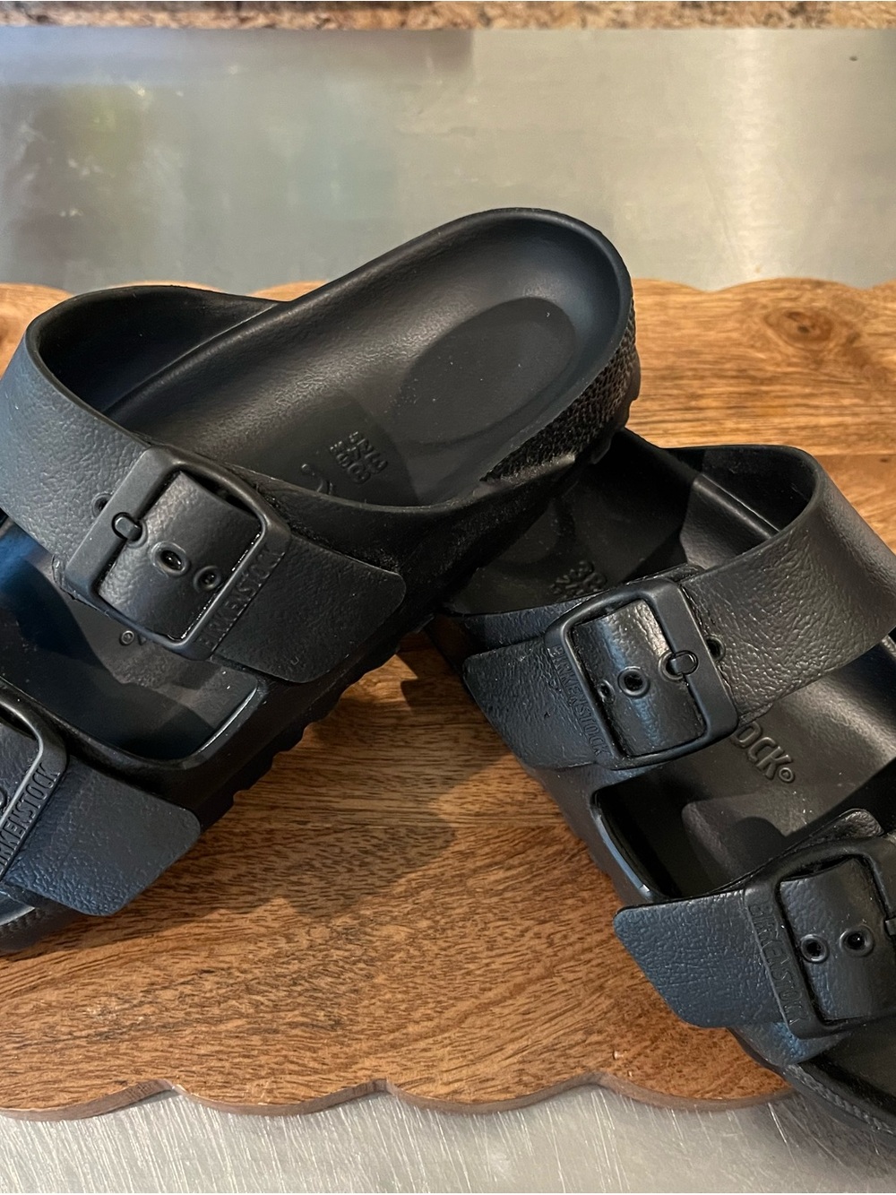 Birkenstock Women’s Adjustable Double-Buckle Black Slide Sandals EVO